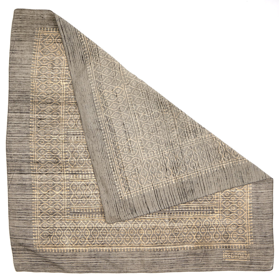 ✶ arabesque-silver gray black ✶ hand block printed bandana