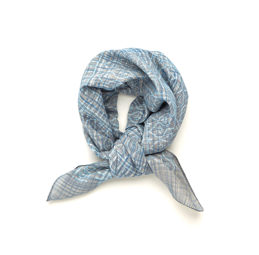 arabesque-flax blue <> hand block printed bandana