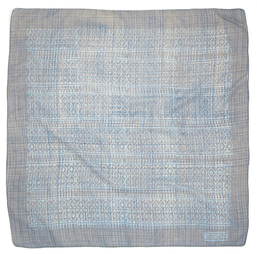 arabesque-flax blue <> hand block printed bandana