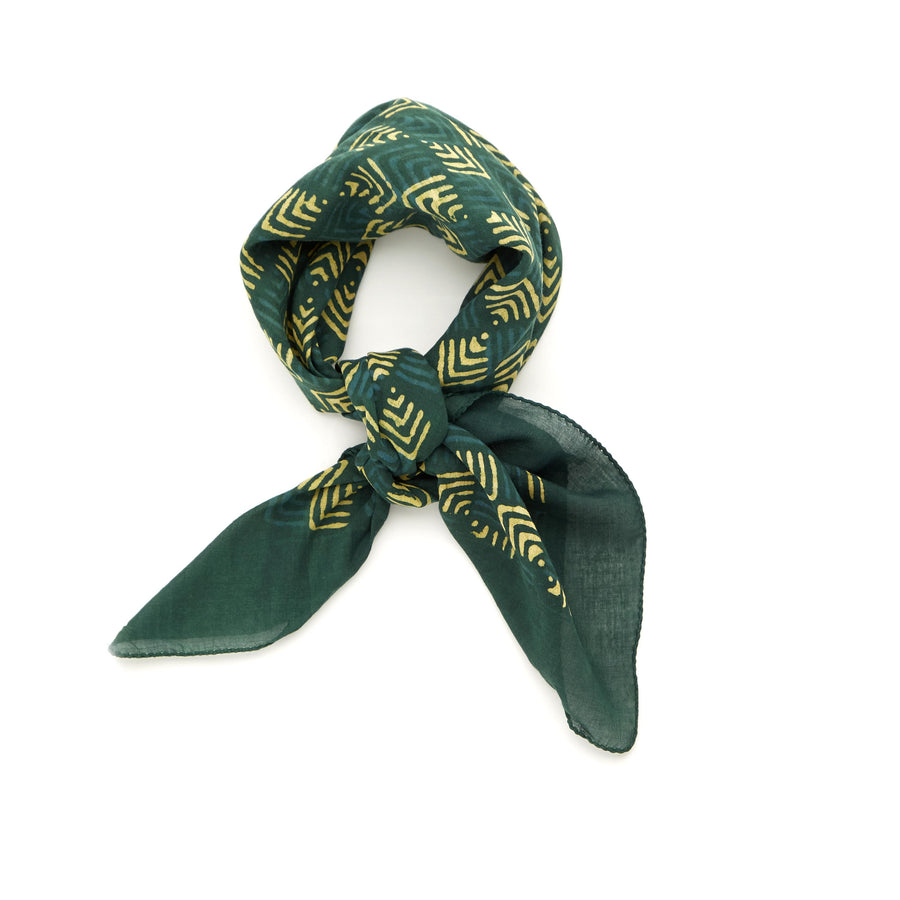 arrowhead-emerald teal turmeric- <> hand block printed bandana