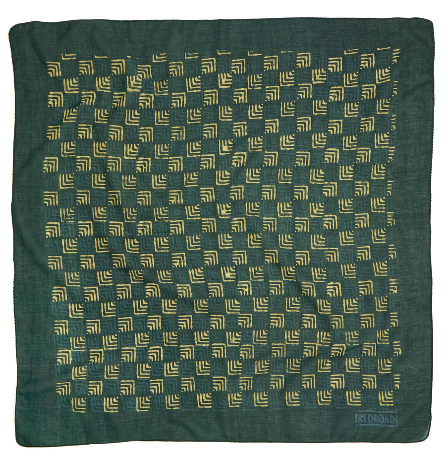 arrowhead-emerald teal turmeric- <> hand block printed bandana