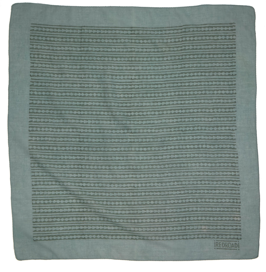 diamond stripe-sage green aqua <> hand block printed bandana