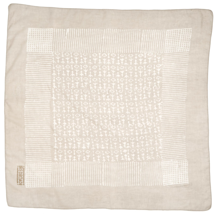 broken arrow - ivory taupe <> hand block printed bandana