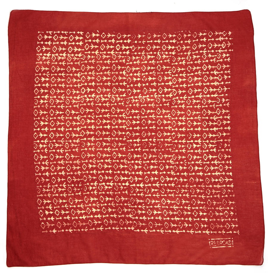 broken arrow-madder red <> hand block printed bandana
