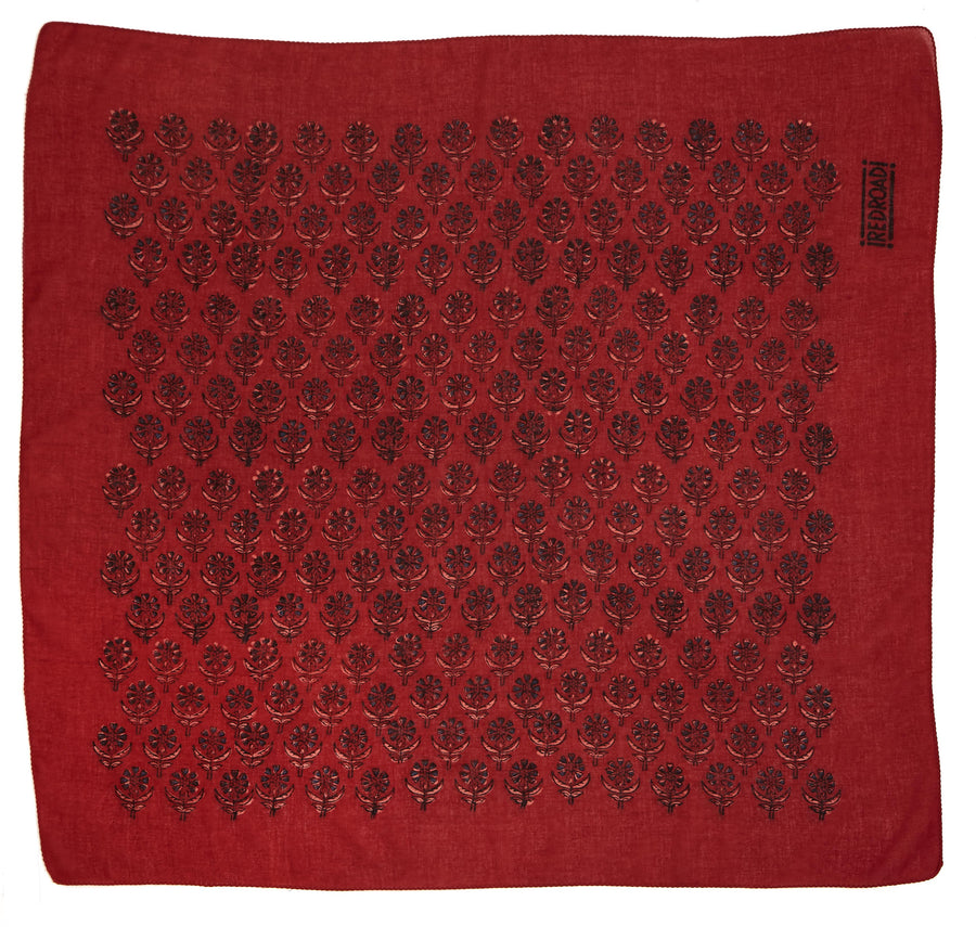 ✶ chicory flower-red pomegranate ✶ hand block printed bandana
