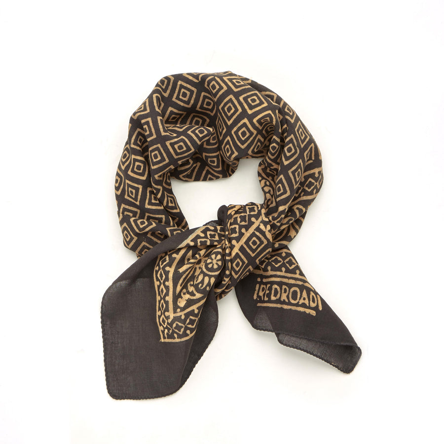 ✶ crop circle-black taupe ✶ hand block printed bandana