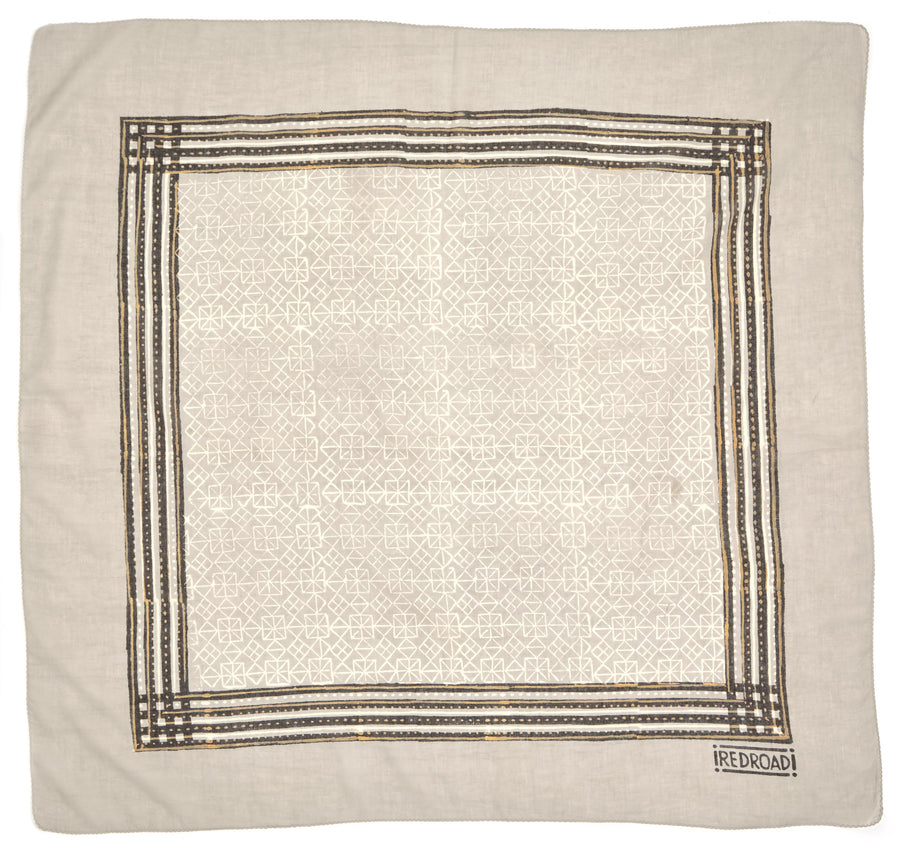✶ crossroads-ivory dove black ✶ hand block printed bandana