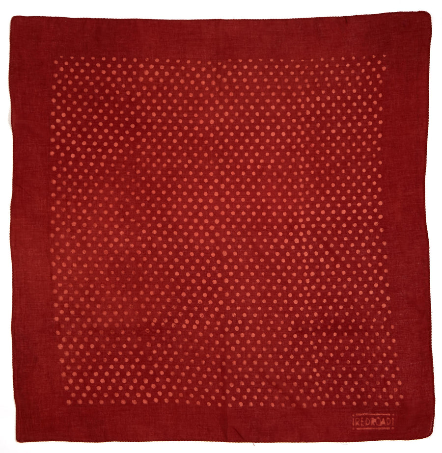 dabu clay polka - red coral <> hand block printed bandana