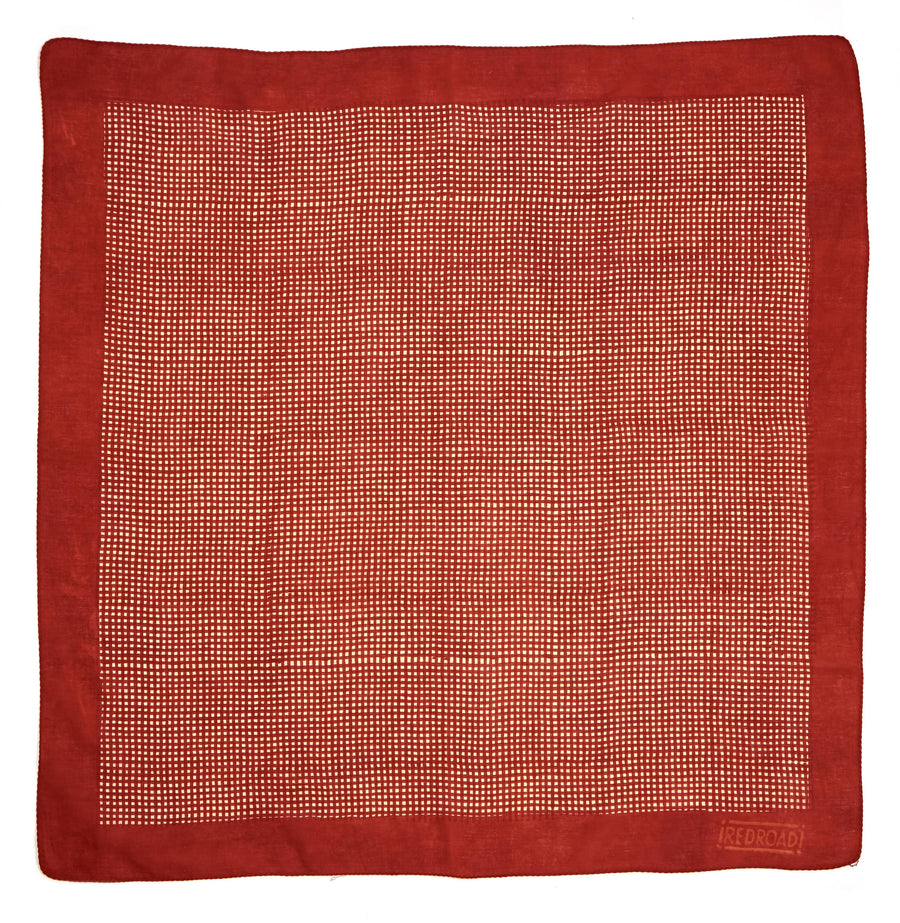 dabu clay plaid-madder red <> hand block printed bandana