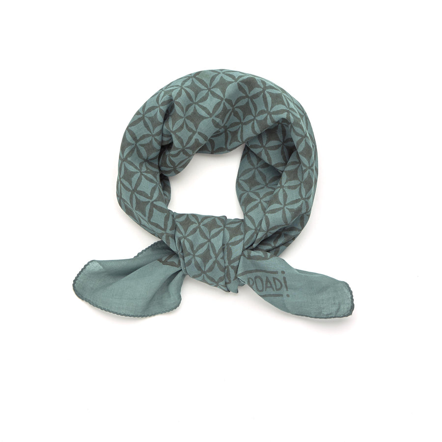 diamond lace-turquoise sage <> hand block printed bandana
