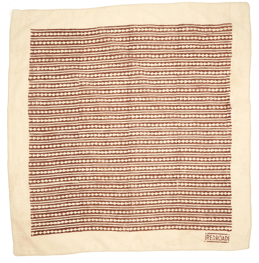 diamond stripe-burnt umber ivory <> hand block printed bandana