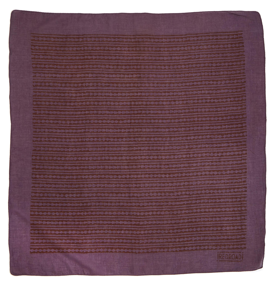diamond stripe-plum russet spice <> hand block printed bandana