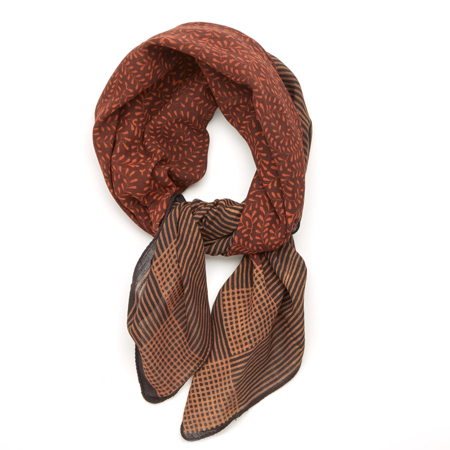 fern field - madder red maroon iron sienna <> hand block printed bandana