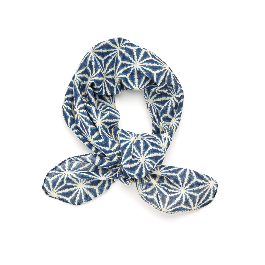 ✶ ikat stars-indigo ✶ hand block printed bandana