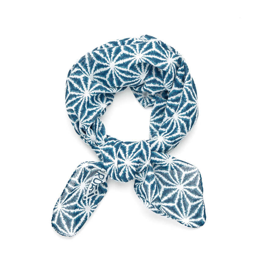 ikat stars-teal <> hand block printed bandana