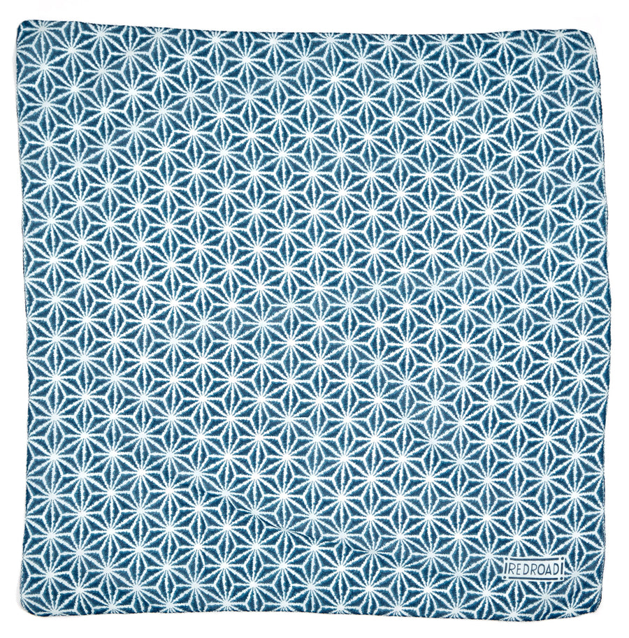 ikat stars-teal <> hand block printed bandana
