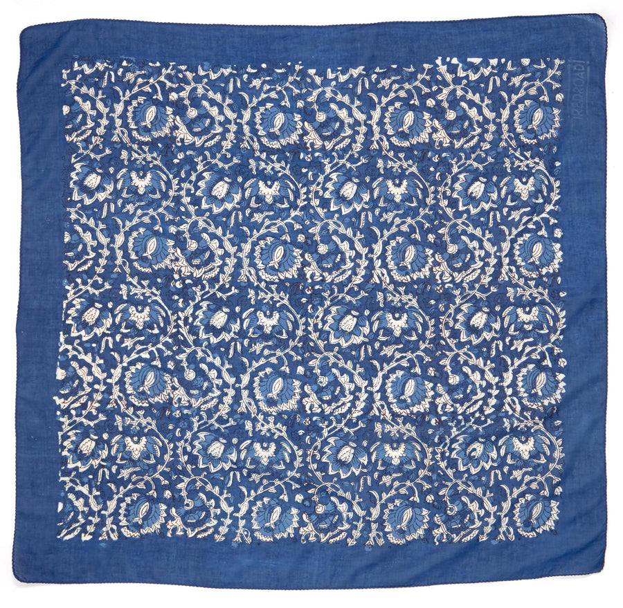 ✶ india flower-indigo ✶ hand block printed bandana