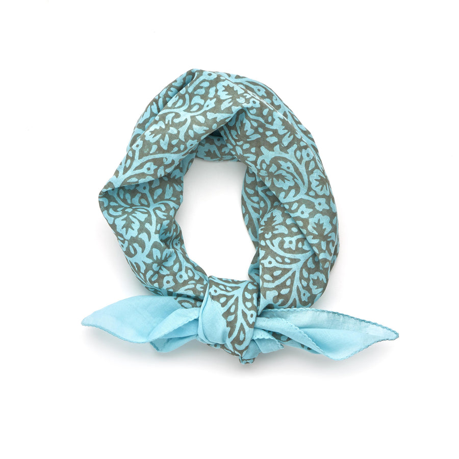 laceflower-sky dove <> hand block printed bandana