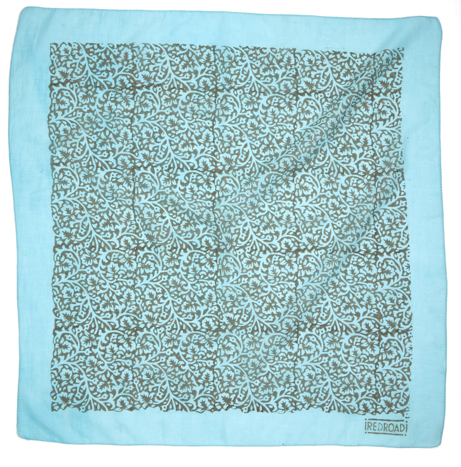 laceflower-sky dove <> hand block printed bandana