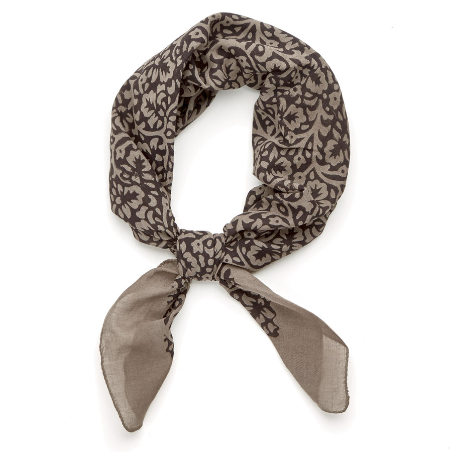 ✶ laceflower-black dove gray ✶ hand block printed bandana