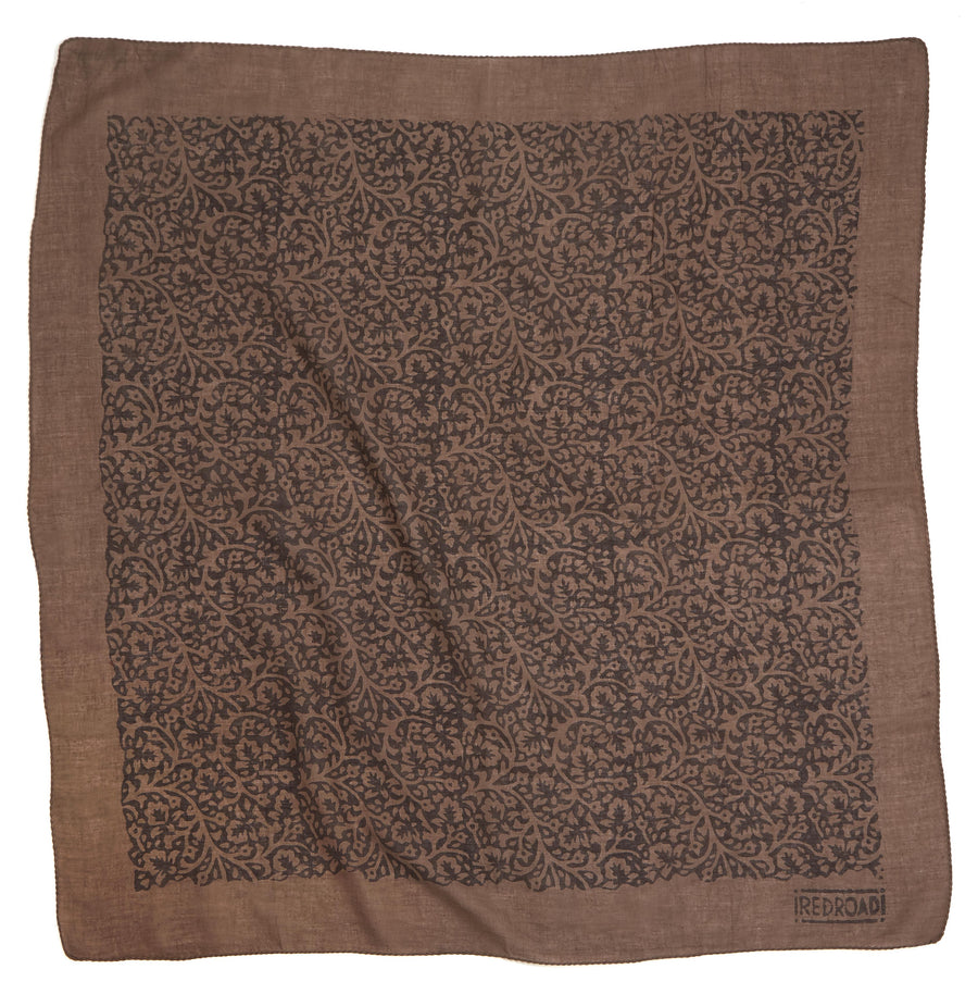 lace flower - chocolate <> hand block printed bandana