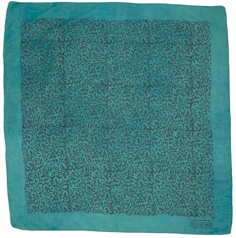 laceflower-turquoise <> hand block printed bandana