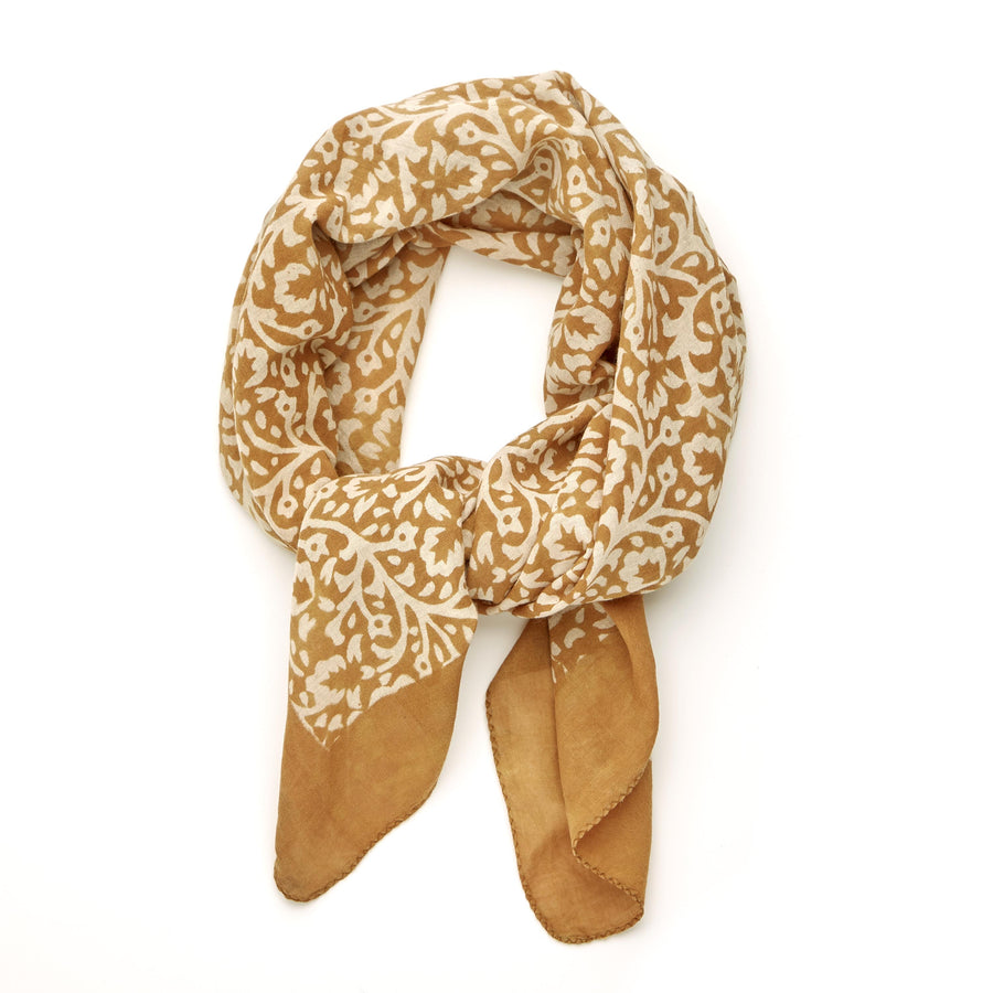 lace flower-honey umber <> hand block printed bandana SOON WILL BE BACK IN STOCK!