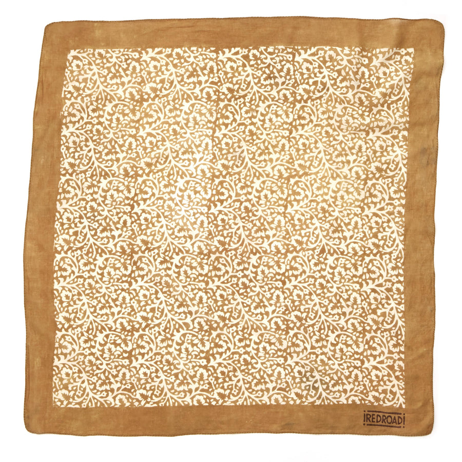 lace flower-honey umber <> hand block printed bandana SOON WILL BE BACK IN STOCK!