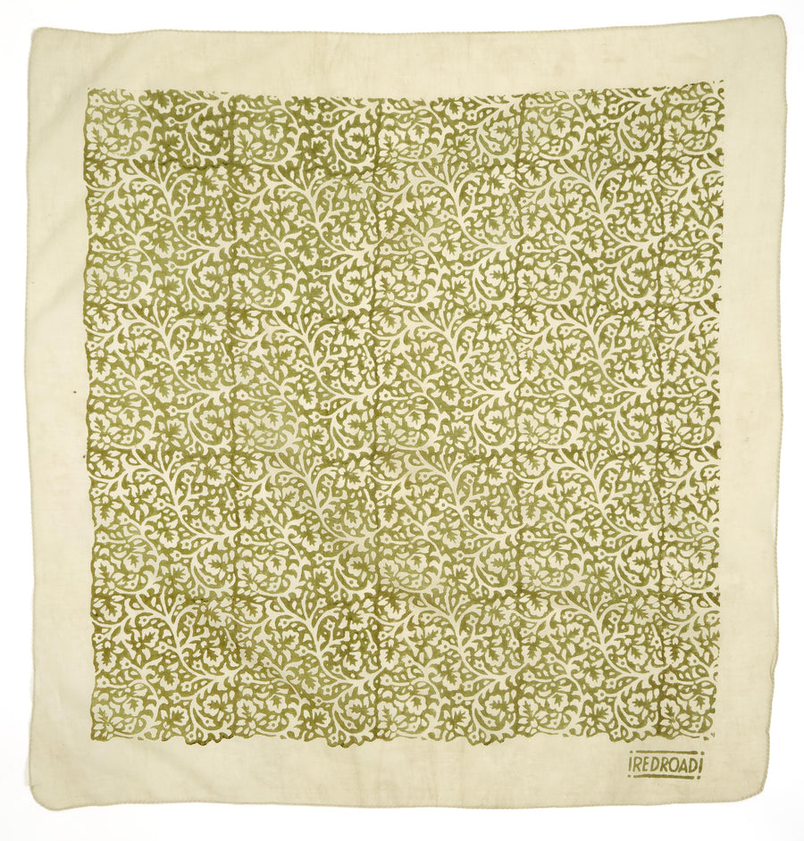 lace flower- lime <> hand block printed bandana