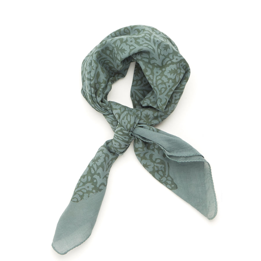 lace flower-sage green <> hand block printed bandana <> Back in Stock!