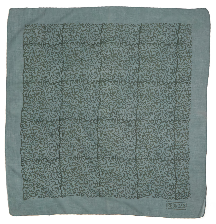 lace flower-sage green <> hand block printed bandana <> Back in Stock!
