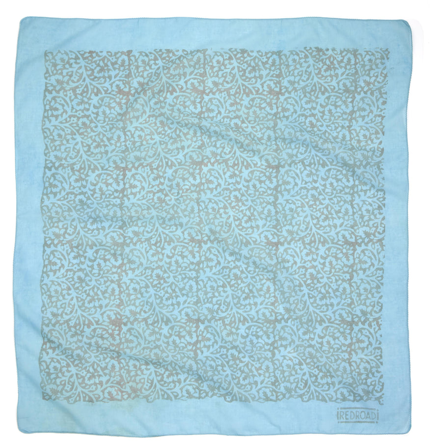 laceflower-aqua dove <> hand block printed bandana