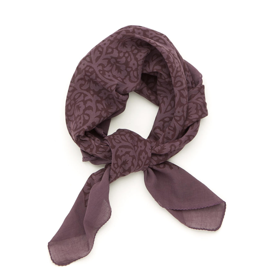 lace flower-viola grape <> hand block printed bandana