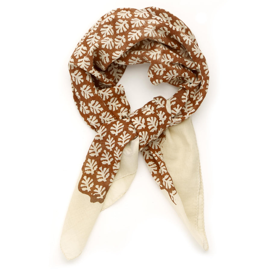 leaves of grass-burnt umber ivory <> hand block printed bandana BACK IN STOCK!