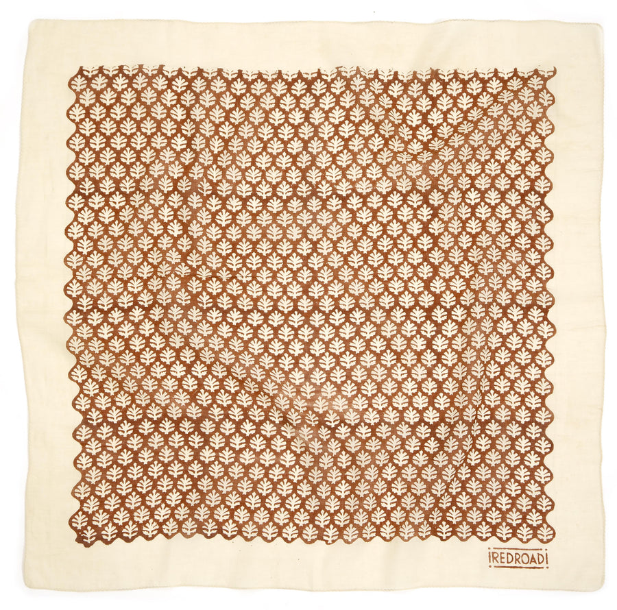 leaves of grass-burnt umber ivory <> hand block printed bandana BACK IN STOCK!
