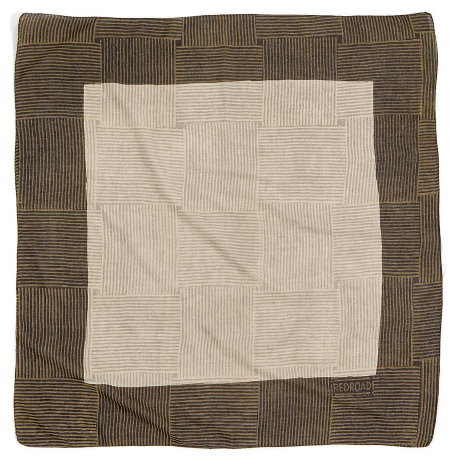 ✶ maze-black dove gray ivory ✶ hand block printed bandana