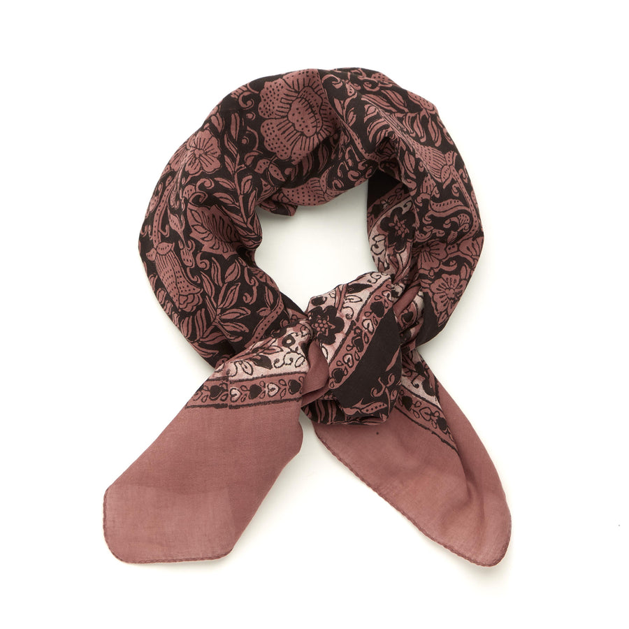 meadow-coral clay black <> hand block printed bandana <>OUT OF STOCK (backordered)