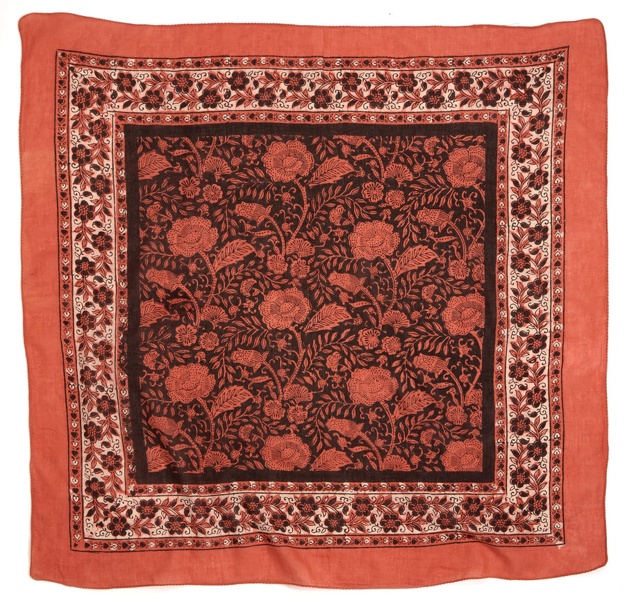 meadow-coral clay iron <> hand block printed bandana