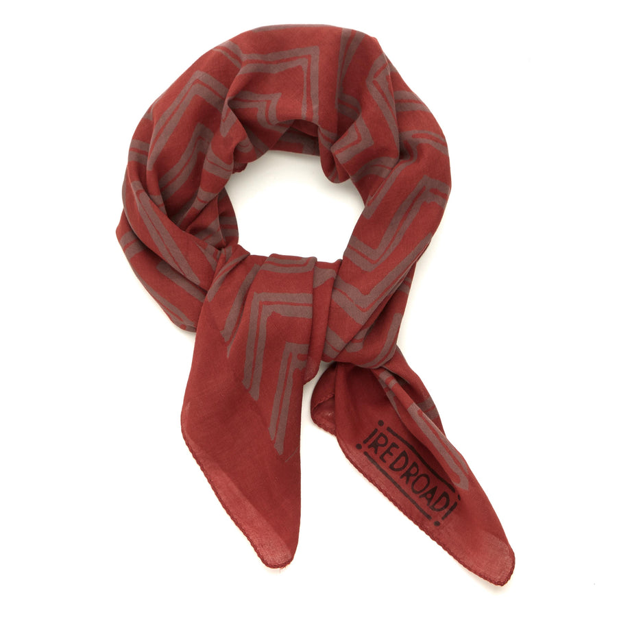 painted pony-red coral-lavender mauve <> hand block printed bandana
