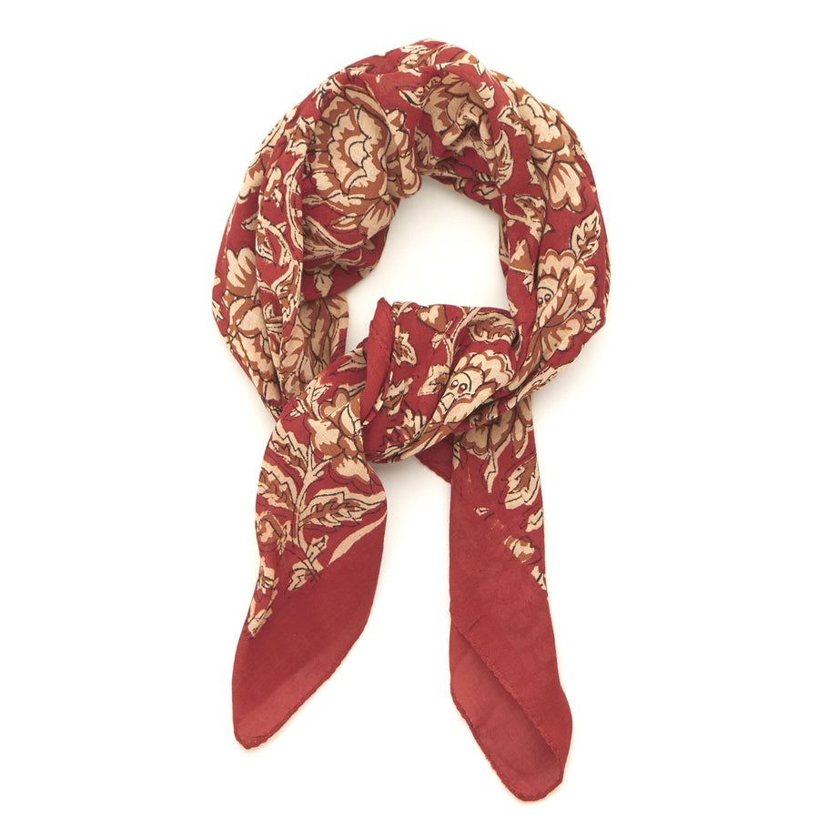 peony-red madder gold ivory <> hand block printed bandana