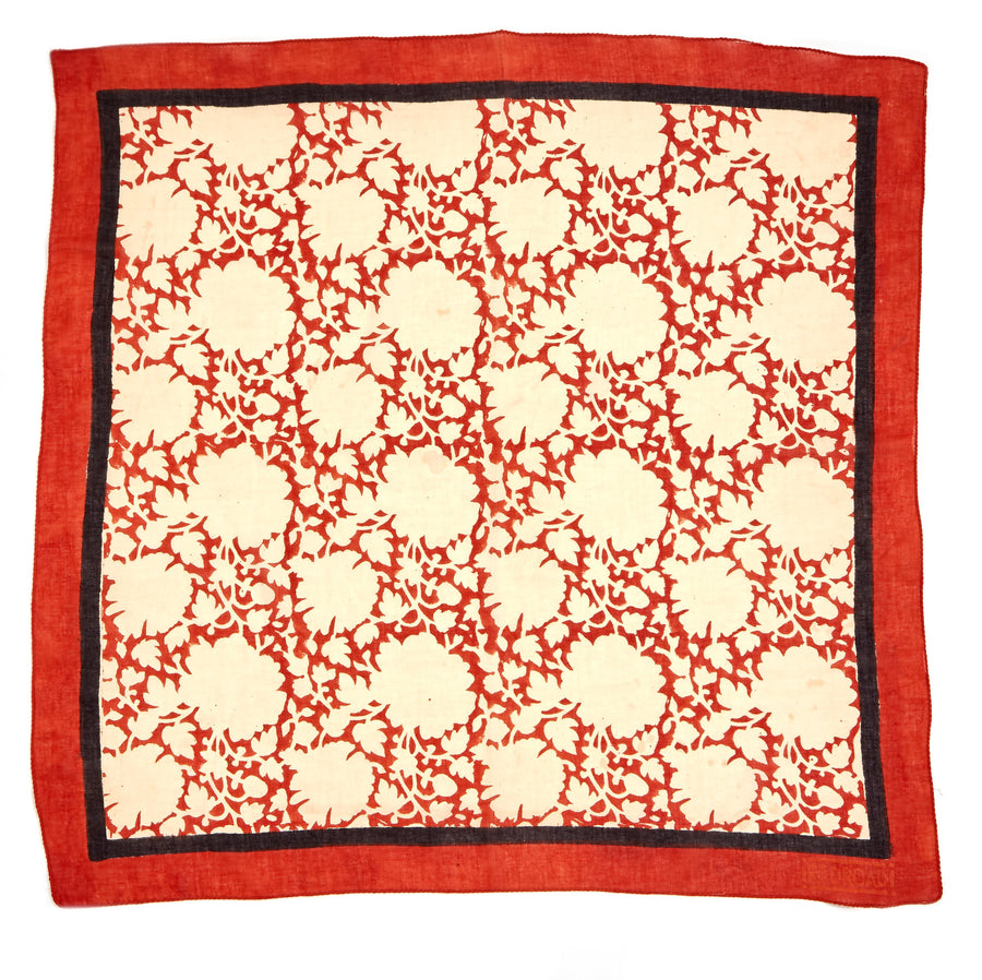 safflower-madder red black ivory <> hand block printed bandana
