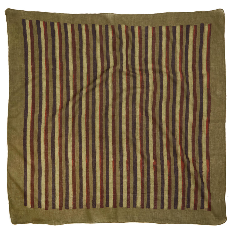 straight to spirit stripe-gold red madder iron <> hand block printed bandana