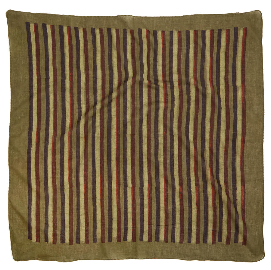 straight to spirit stripe-gold red madder iron <> hand block printed bandana