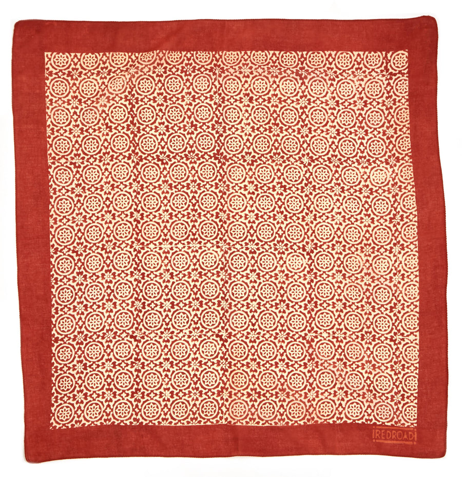 water lily-red madder ivory <> hand block printed bandana