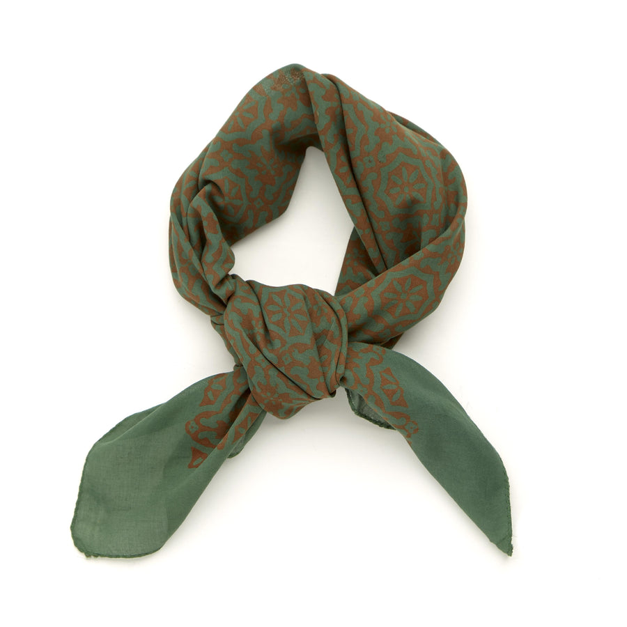 water lily-emerald <> hand block printed bandana