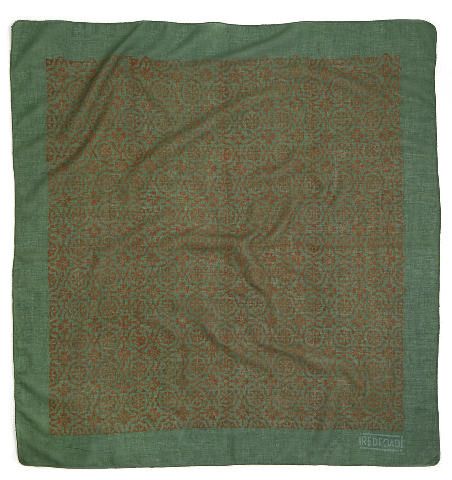water lily-emerald <> hand block printed bandana