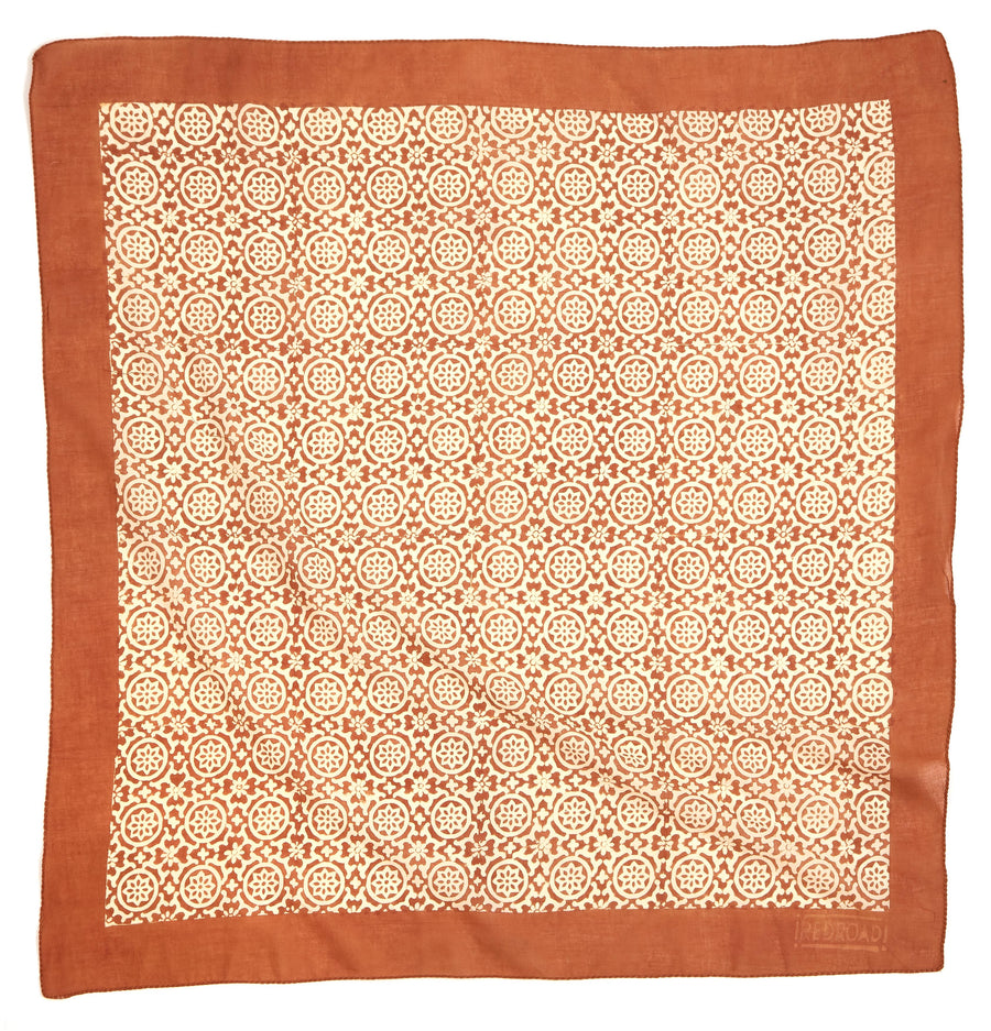 water lily-tangerine clay <> hand block printed bandana