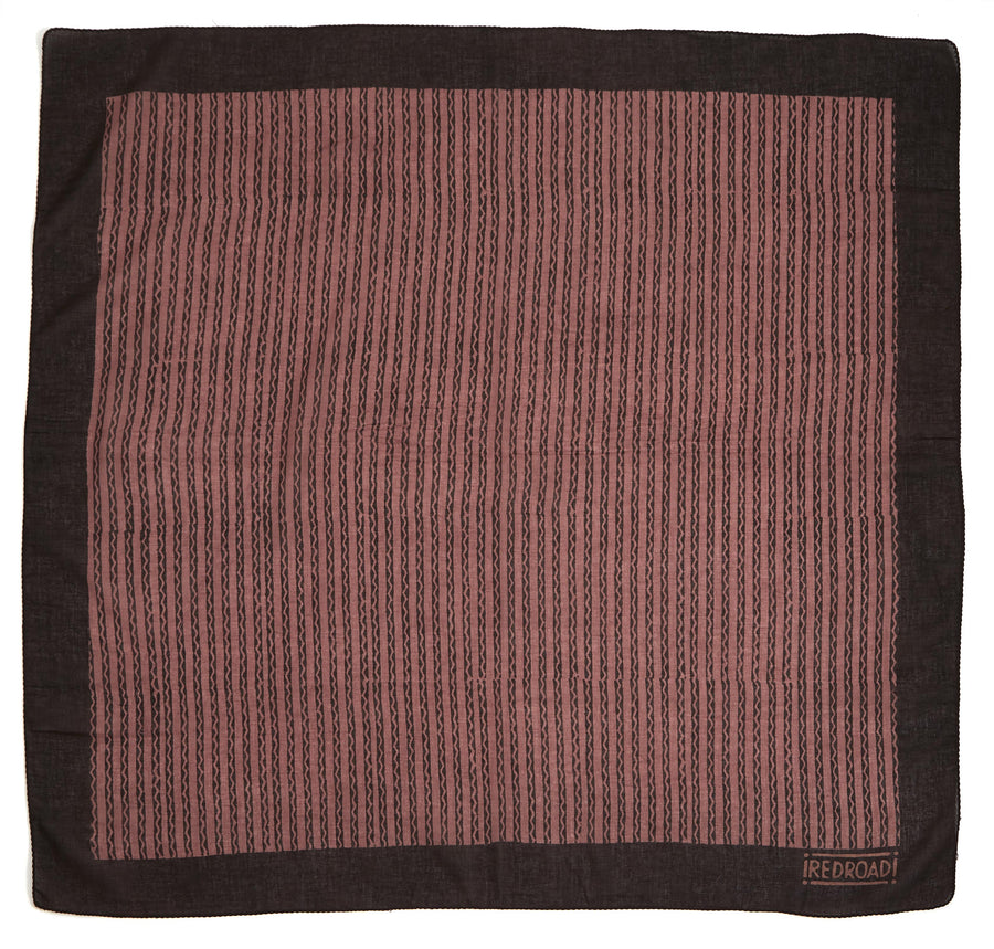 wave stripe-berry charcoal <> hand block printed bandana