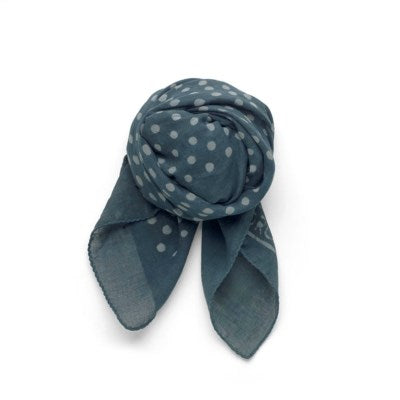 dabu polka-soft teal indigo- <> hand block printed bandana